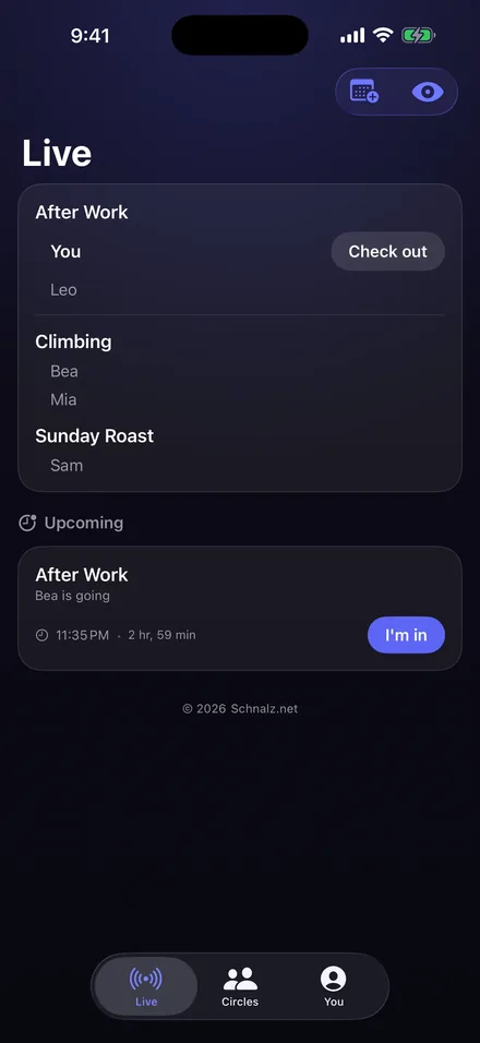 Circles — See which friends are out