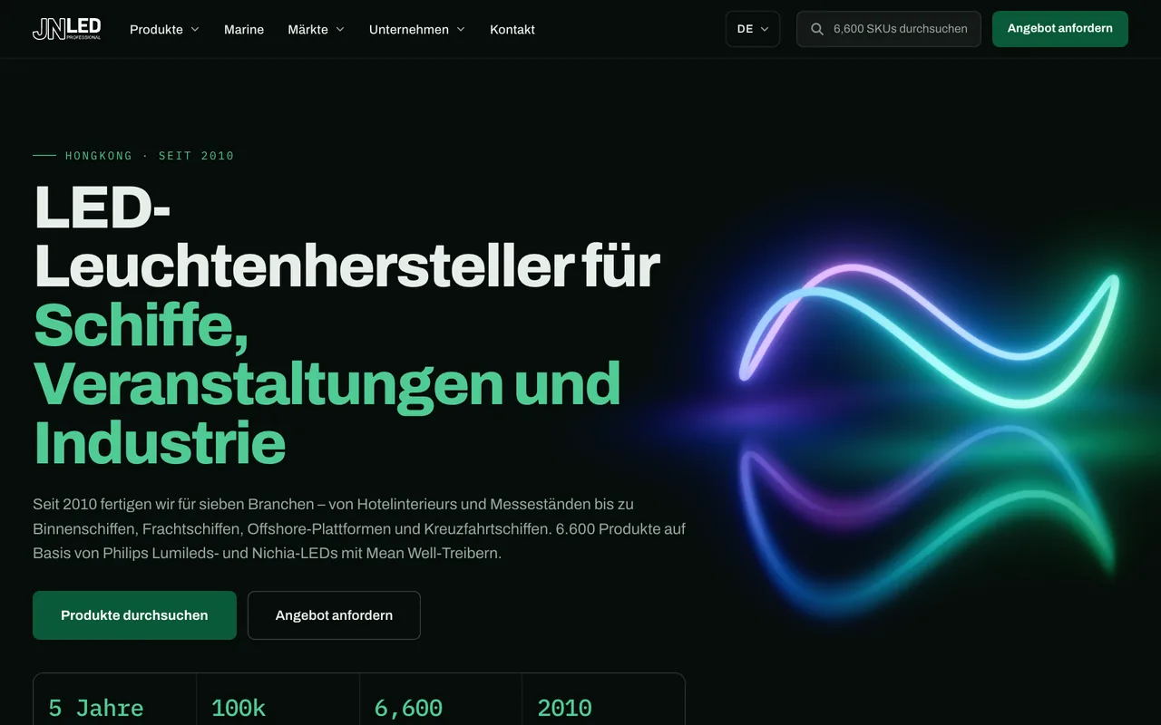 The jnled.net homepage in German